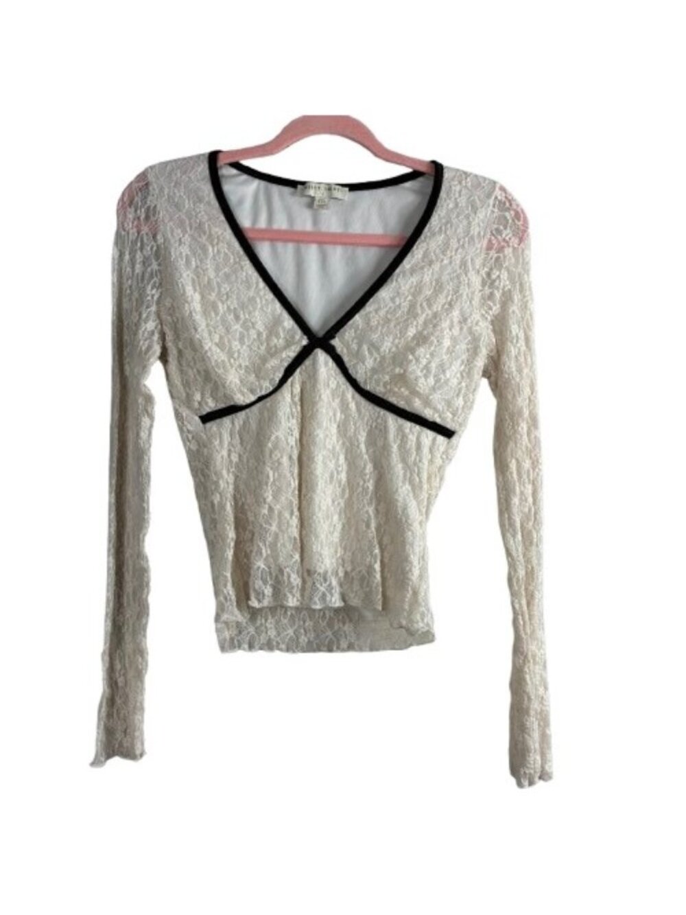 Thirty/Thirty Cream Sheer Floral Lace Babydoll Top Sz M Y2K Coquette